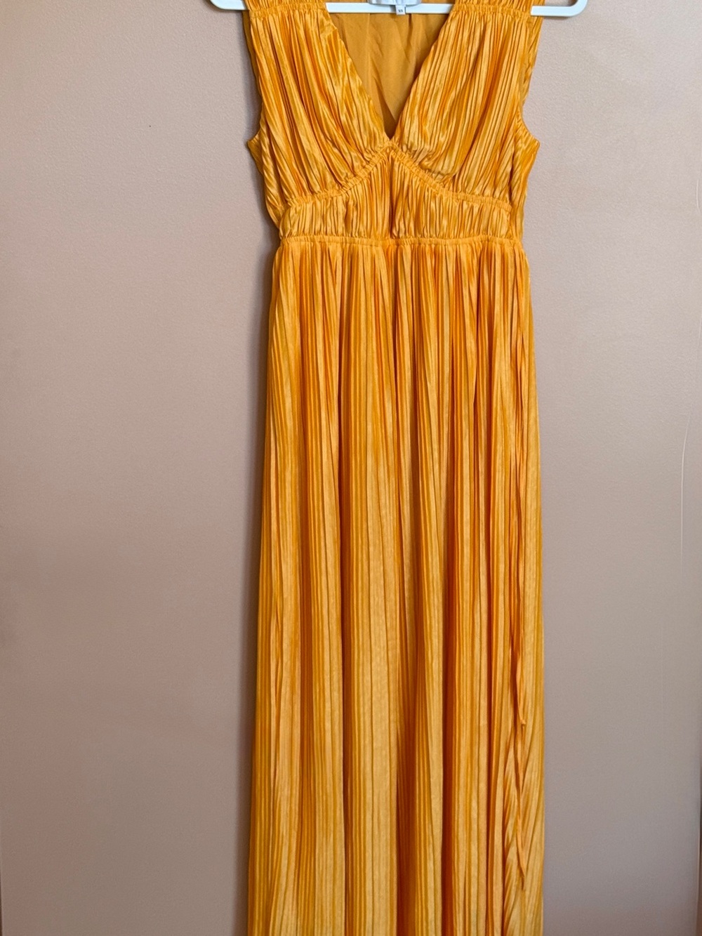 Endless Rose Sleeveless Yellow Maxi Dress with Pleated Skirt Size XS
